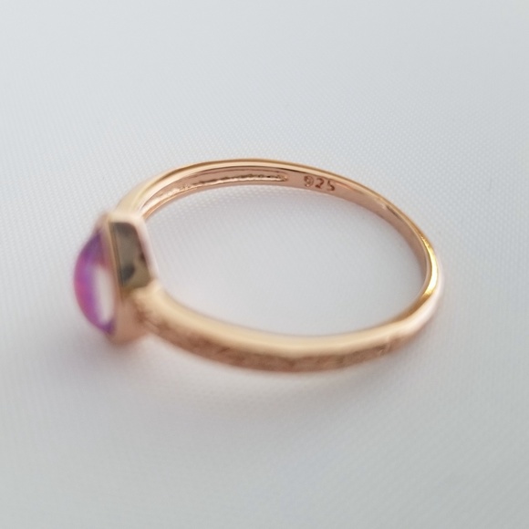 18k Over Sterling Pink Opal Ring - Picture 6 of 8